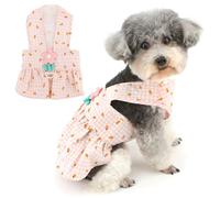 Zunea Harnais à carreaux pour petits chiens - Motif floral mignon - Harnais d'été avec anneau pour laisse - Maille douce et respirante - Robe d'été pour chihuahua - Rose - Taille XL