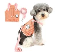 Zunea Harnais et laisse à rayures pour chiens de petite taille - Doux et respirant - Vêtements d'été pour animaux de compagnie - Pour chihuahua, yorkshire, chat, orange, taille M