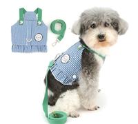 Zunea Harnais et laisse à rayures pour chiens de petite taille - Doux et respirant - Vêtements d'été pour chihuahua, yorkshire, chat, bleu, taille L