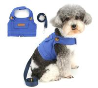 Zunea Harnais et laisse en jean pour chiens de très petite et petite taille - Harnais doux pour la promenade des chiens de petite et petite taille - Bleu clair - Taille M