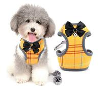 Zunea Harnais et Laisse pour Petit Chien Anti Traction avec nœud Papillon et Cloche de sécurité pour Chiot Chihuahua Yorkshire, Anti-Fuite Reglable Harnais pour Chats/Chaton Jaune M