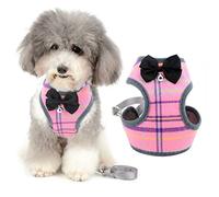 Zunea Harnais et Laisse pour Petit Chien Anti Traction avec nœud Papillon et Cloche de sécurité pour Chiot Chihuahua Yorkshire, Anti-Fuite Reglable Harnais pour Chats/Chaton Rose S