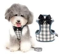 Zunea Harnais et Laisse pour Petit Chien Anti Traction avec nœud Papillon et Cloche de sécurité pour Chiot Chihuahua Yorkshire, Anti-Fuite Reglable Harnais pour Chats/Chaton Gris M