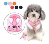 Zunea Harnais et Laisse pour Petit Chien Anti Traction Réglable Réfléchissant Chiot Chats Harnais Respirant en Maille Souple Veste pour Chihuahua Yorkshire pour Marcher, Courir, Formation Rose XS