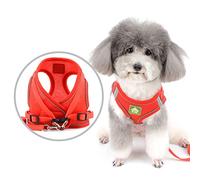 Zunea Harnais et Laisse pour Petit Chien Anti Traction Réglable Réfléchissant Chiot Chats Harnais Respirant en Maille Souple Veste pour Chihuahua Yorkshire pour Marcher, Courir, Formation Rouge M