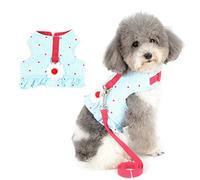 Zunea Harnais et Laisse pour Petit Chien Fille de Chiot Veste Robe, Anti Traction Harnais Chaton rembourré en Coton Doux et coloré avec nœud Mignon pour Chihuahua Yorkshire Bleu XS