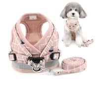 Zunea Harnais et Laisses pour Chiens Anti Traction Réglable Réfléchissant Mesh Rembourré Harnais Veste pour pour garçons et Filles Chiens Petite Taille Chat Chaton Rose L
