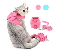Zunea Harnais Petit Chien et Chat Anti Traction Harnais Veste et Laisse avec nœud Papillon et Strass Vêtements pour Chiot Chaton Chihuahua Yorkshire Rose XL