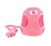 Zunea Harnais Veste pour Petit Chien Réglable Réfléchissant en Velours Côtelé Harnais et Laisse Anti Traction Chiot Harnais Gilet pour Chihuahua Yorkshire Chat Rose M