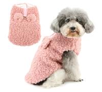 Zunea Joli pull d'hiver pour chien de petite taille, en polaire Sherpa doux et chaud avec anneau de laisse, gilet pour temps froid, chihuahua, yorkshire, caniche, animal de compagnie, rose, taille M