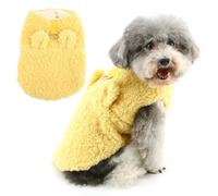 Zunea Joli pull d'hiver pour chien de petite taille, en polaire Sherpa doux et chaud avec anneau de laisse, gilet pour temps froid, chihuahua, yorkshire, caniche, animal de compagnie, jaune, taille P