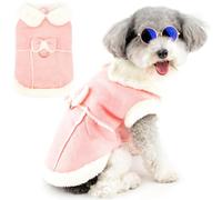 Zunea Manteau d'hiver pour chien et chat de petite taille - Veste en polaire de cisaillement pour chien et chat avec anneau en D - Joli vêtement avec nœud - Doux et chaud - Coupe-vent pour temps froid