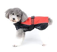 Zunea Manteau Imperméable pour Petit Chien Chat Réfléchissant Veste de sécurité Coupe-Vent Légère Doublée en Maille pour Chiot Vêtements de Chasse/Randonnée pour Les Jours Pluie Rouge M