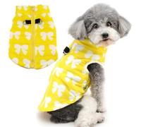 Zunea Manteaux d'hiver pour chiens de petite taille, harnais imperméables pour chiots avec anneau en D, vestes zippées mignonnes avec nœud papillon pour chiens, taille XS/S, pour races à climat froid