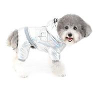 ZUNEA Manteaux d'hiver pour Petit Chien Imperméable Combinaison Sweats à Capuche de Neige Chaude Vêtements avec Jambes Doublées en Polaire pour Chiot Chihuahua Chat Argenté M