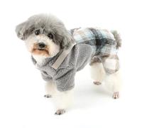 Zunea Pull à carreaux pour chien avec anneau pour laisse pour chiens de très petite et petite taille, tenue d'hiver chaude avec doublure en polaire, manteau doux et pelucheux pour temps froid, taille