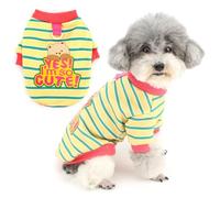 Zunea Pull à rayures pour chien de petite taille - Pull mignon avec anneau de laisse - Veste douce et chaude pour l'automne et l'hiver - Vêtements pour temps froid - Jaune, taille XS