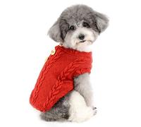 ZUNEA Pull Chaud pour Petit Chien Chiot Pull-Overs Manteau d'hiver Doublé Polaire Motif Tricot Chat Veste Vêtements pour Animaux Chihuahua Yorkshire Rouge L