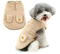 Zunea Pull d'hiver chaud en polaire avec anneau en D pour chien - Veste douce et pelucheuse pour temps froid - Vêtements d'automne pour chiens de petite taille - Marron - Taille XS