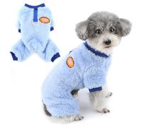 Zunea Pull d'hiver chaud en polaire moelleuse pour chiens de petite taille, vêtements doux pour chiots, pyjama avec anneau en D pour temps froid, vêtements pour animaux de compagnie, bleu, taille XL