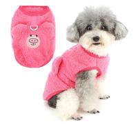 Zunea Pull d'hiver chaud en polaire pour petit chien avec anneau de laisse, pull doux pour temps froid, chihuahua, yorkshire, animal de compagnie, rose, taille L