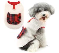 Zunea Pull d'Hiver Chaud en Polaire Sherpa pour Petit Chien - Manteau Doux avec Anneau en D et Poche à Carreaux - Taille XS/S - Blanc