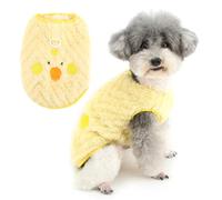 Zunea Pull d'hiver en polaire avec anneau pour laisse pour petits chiens - Pull doux et chaud à motif mignon - Vêtements pour animaux domestiques pour chihuahua, yorkshire, jaune, taille L