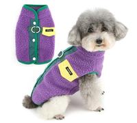 Zunea Pull d'hiver en polaire pour chien de petite taille avec anneau en D - Veste douce et chaude - Pull pelucheux pour temps froid, chihuahua, yorkshire, violet, taille M