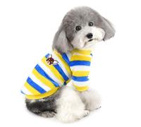 ZUNEA Pull d'hiver Manteau en Polaire pour Petit Chiens Vêtement Chaud à Rayures Chiot Chat Veste en Velours Super Doux pour Temps Froid Chihuahua Sweats pour Chiens et Filles Bleu L