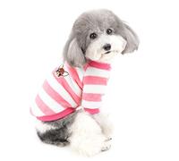 ZUNEA Pull d'hiver Manteau en Polaire pour Petit Chiens Vêtement Chaud à Rayures Chiot Chat Veste en Velours Super Doux pour Temps Froid Chihuahua Sweats pour Chiens et Filles Rose L