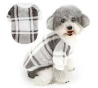 Zunea Pull élégant à carreaux pour chien de petite taille - Pull d'hiver chaud en polaire douce et moelleuse - Pour temps froid - Chihuahua - Vêtements pour animaux de compagnie - Gris - Taille XS
