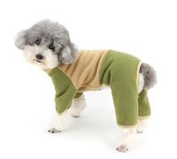 Zunea Pull en polaire patchwork pour chiens de petite taille, pyjama avec anneau pour laisse, doux et chaud pour l'hiver et l'automne, vêtement pour temps froid, vêtement pour chihuahua, vêtements