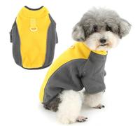 Zunea Pull en polaire pour chien de petite taille avec anneau pour laisse - Doux et chaud - Pour l'automne et l'hiver - Sweat-shirt pour temps froid - Vêtements pour chihuahua - Jaune - Taille XL