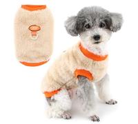 Zunea Pull multicolore pour chien de petite taille, gilet d'hiver en polaire douce et chaude avec anneau pour laisse, manteau mignon pour chihuahua, manteau pour temps froid, beige, taille TTG