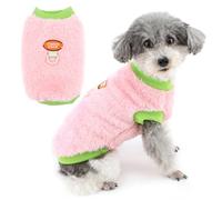 Zunea Pull multicolore pour chien de petite taille, gilet d'hiver en polaire douce et chaude avec anneau de laisse, manteau mignon pour chihuahua, manteau pour temps froid, rose, taille S