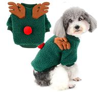Zunea Pull-Overs de Noël pour Petit Chien Vêtements en Polaire Chaude pour Chiot Manteaux d'hiver de Noël Mignons Chiens Pull pour Animaux Domestiques Filles et Garçons pour Temps Froid Vert S