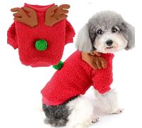 Zunea Pull-Overs de Noël pour Petit Chien Vêtements en Polaire Chaude pour Chiot Manteaux d'hiver de Noël Mignons Chiens Pull pour Animaux Domestiques Filles et Garçons pour Temps Froid Rouge S