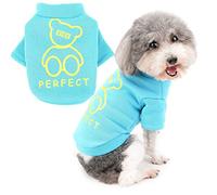 Zunea Pull-Overs Manteau d'hiver pour Petit Chien Doux et Chaud Vêtement pour Chiot Sweat-Shirt pour Animal Domestique Chat Chiens Temps Froid Manteau pour Chihuahua Yorkshire Bleu L