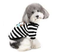 ZUNEA Pull-Overs pour Petit Chien en Polaire Super Doux à Rayures Manteaux d'hiver pour Pet Chat Chiot Confortable en Velours VêTements Chauds Noel Costume Chihuahua Sweat Pull Jumper Noir XL