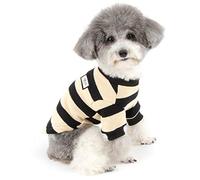 ZUNEA Pull-Overs pour Petit Chien Manteau d'hiver en Coton Doux Rayé Chaud Chiot Chat Veste Vêtements pour Animaux Chihuahua Yorkshire Noir L