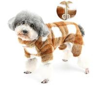 Zunea Pull pelucheux pour chien - Combinaison en polaire avec anneau en D pour petits chiens - Vêtements doux et chauds pour chiots - Pyjama d'hiver à motif écossais - Fermeture éclair pour temps