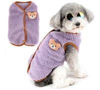 Zunea Pull pelucheux pour chien de petite taille - Pull d'hiver chaud en polaire avec anneau en D - Ours mignon - Vêtement doux sans manches pour temps froid - Pour chihuahua, yorkshire, violet,