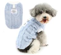 Zunea Pull pelucheux pour chien de petite taille XS/S - Pull d'hiver en polaire avec anneau en D - Doux et chaud - Pour temps froid - Bleu - Taille S
