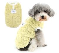 Zunea Pull pelucheux pour chien de petite taille XS/S - Pull d'hiver en polaire avec anneau en D - Doux et chaud - Pour temps froid - Jaune - Taille L