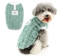 Zunea Pull pelucheux pour chien de petite taille XS/S - Pull d'hiver en polaire avec anneau en D - Doux et chaud - Pour temps froid - Vert - Taille S
