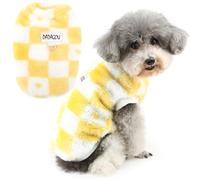 Zunea Pull pelucheux pour petit chien - Pull d'hiver chaud en polaire avec anneau en D - Veste douce à carreaux - Manteau pour temps froid - Taille XS/S - Vêtements pour animaux de compagnie -