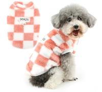 Zunea Pull pelucheux pour petit chien - Pull d'hiver chaud en polaire avec anneau en D - Veste douce à carreaux - Manteau pour temps froid - Taille XS/S - Vêtements pour animaux de compagnie -