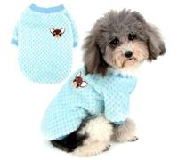 ZUNEA Pull pour Petit Chien/Chat Polaire Manteaux d'hiver Chaud Pull-Overs Animal de Compagnie Jumper Chiot Veste Chemise Sweat Vetement Chihuahua Yorkshire Bleu L
