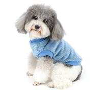 Zunea Pull pour Petit Chien Chaud en Polaire d'hiver Manteau Super Doux Chiot Chat Pull-Overs Veste Vêtement Chihuahua Yorkshire Sweat Chemise Vêtement Jumper pour Temps Froid Bleu S