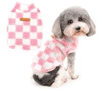 Zunea Pull pour Petit Chien Pelucheux Manteau d'hiver Chaud en Polaire à Carreaux pour Chiot Pull-Overs Veste Vetement Moelleux et Doux pour Chien Chihuahua Yorkshire Chat Rose XXL